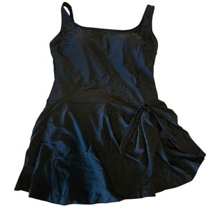 Black Swimsuit With Skirt Overlay